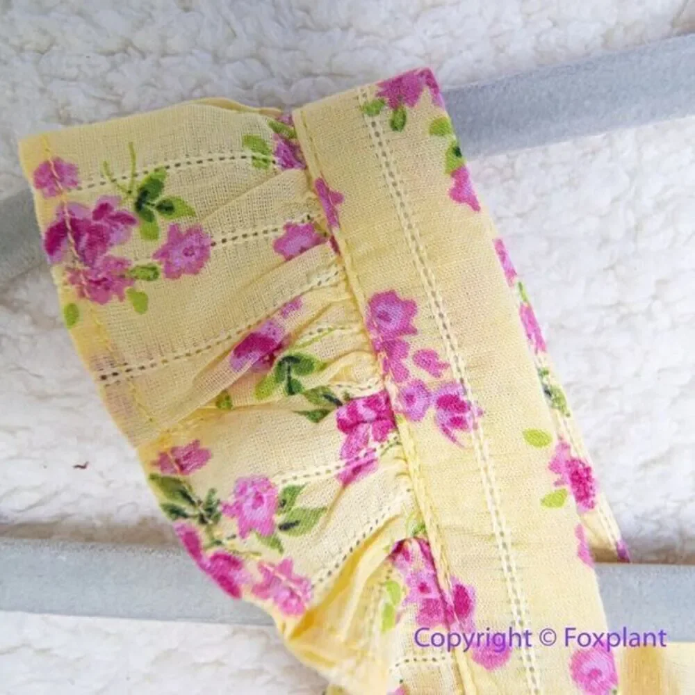New! Zunie Girl Cotton Floral‎ fit and flare Knee-Length Dress yellow , size L